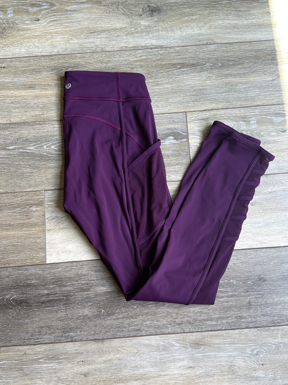 Lululemon Athletica Plum Performance Leggings with Shear Side Detail